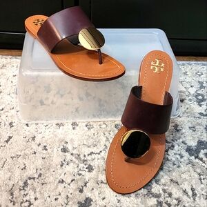 Tory Burch Patos Disk Sandal - Brown leather